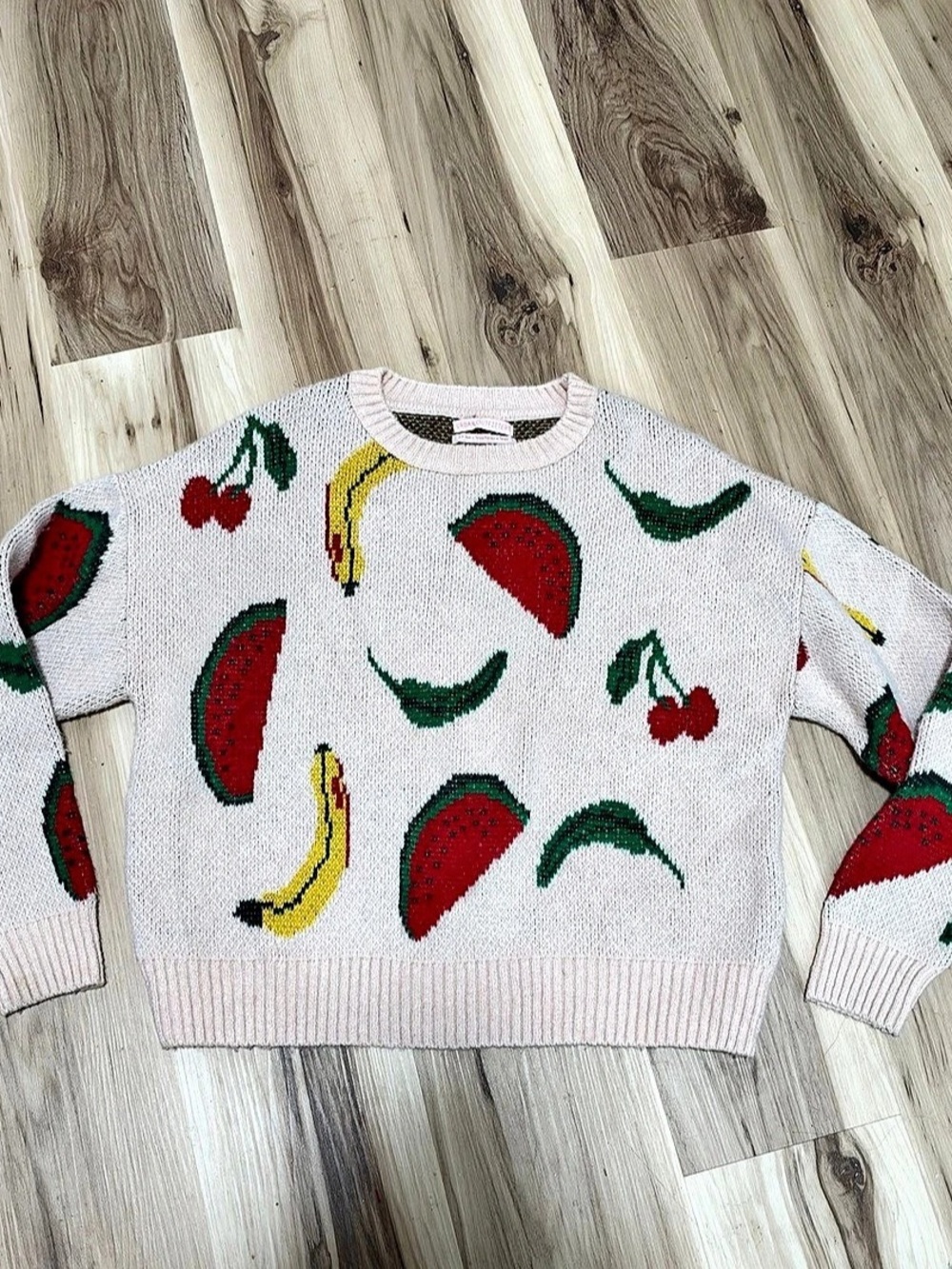 Urban Outfitters Fruit Pattern Jumper Fruit Print Crewneck Sweater Size Small